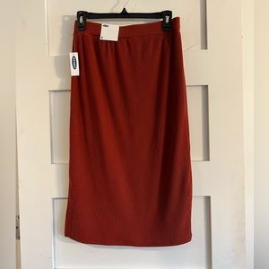 Orange Knit Pencil Skirt